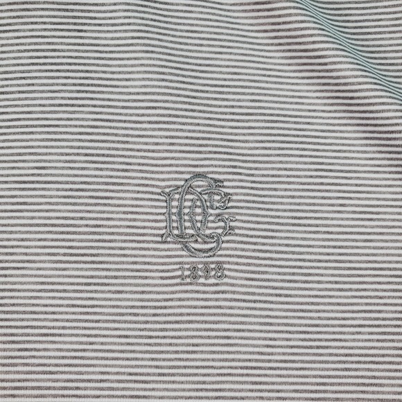 Johnnie-O Mens L Grey Striped Performance Polo Shirt Chicago Golf Club CGC Flaw - Picture 3 of 8